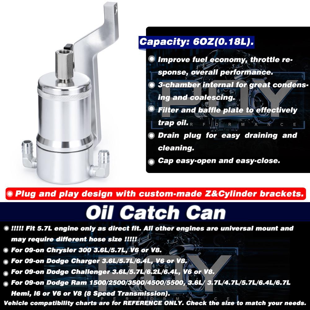 Dodge Ram 1500/2500/3500 Oil Catch Can (5.7L/6.4L, 2009-2019)