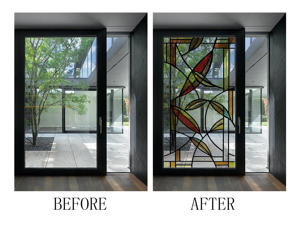 

Window Films Stained Glass Films Static Cling Frosted Opaque Church Home Decor Door Sticker Window Treatment Privacy Custom Size (as the picture,40cmX80cm)