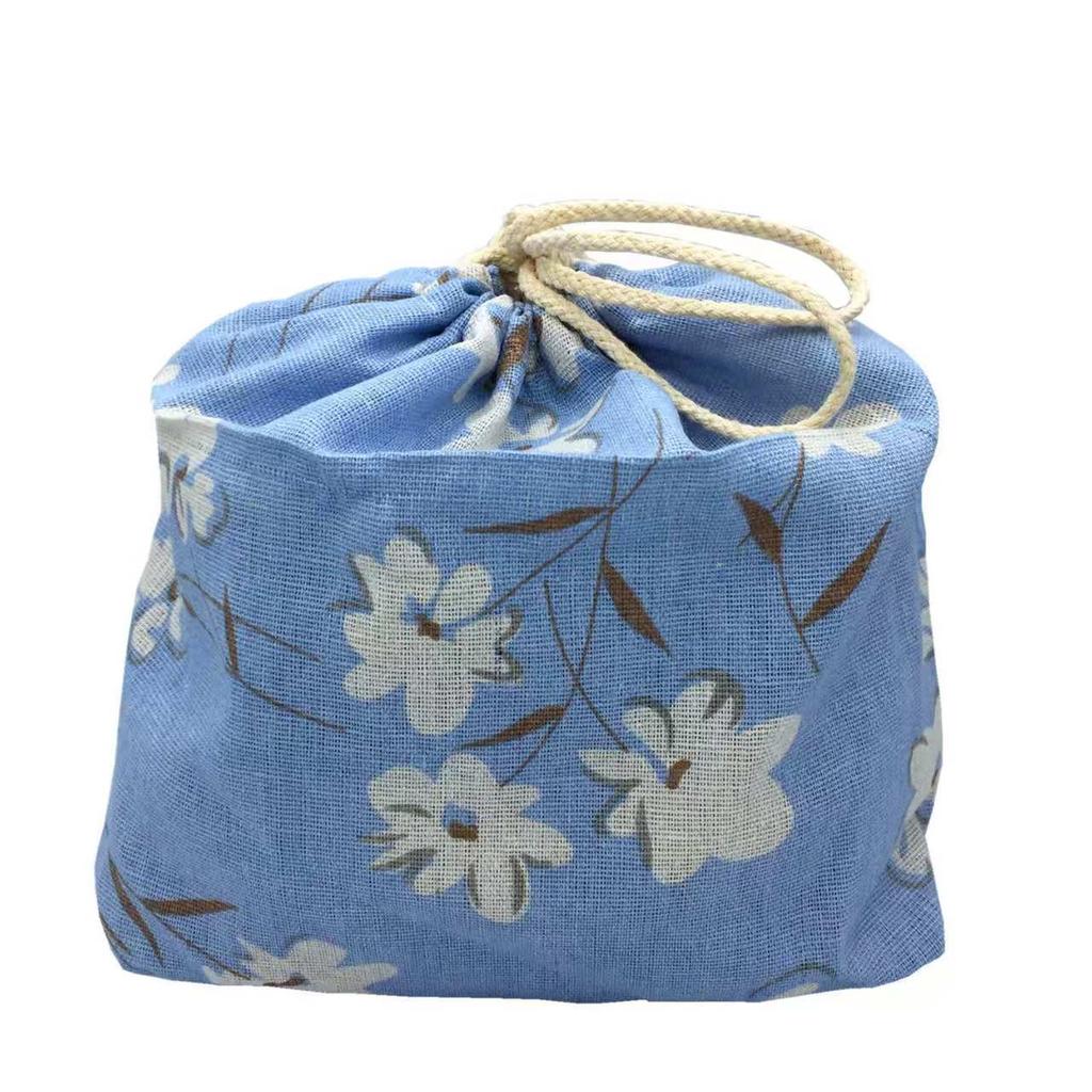 Japanese Style Cute Drawstring Lunch Bag Storage Bag Travel Picnic Portable Bento Storage Bundle Tote Pouch Cutlery Storage Gift