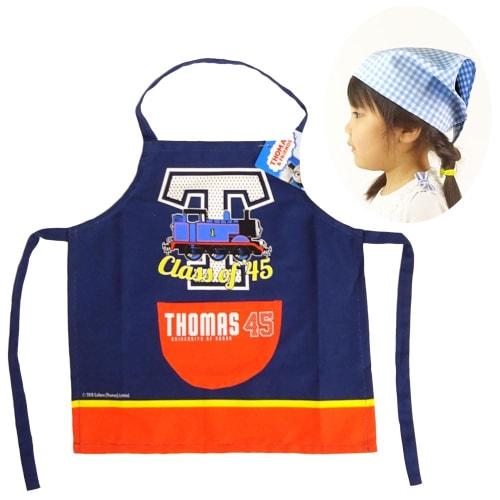 

Nomune Toraichi Shoten Thomas the Tank Engine 100cm Children s Apron and Scarf Set, Toddler-Friendly, Cute Train and Railroad Design, Light Blue, Chec