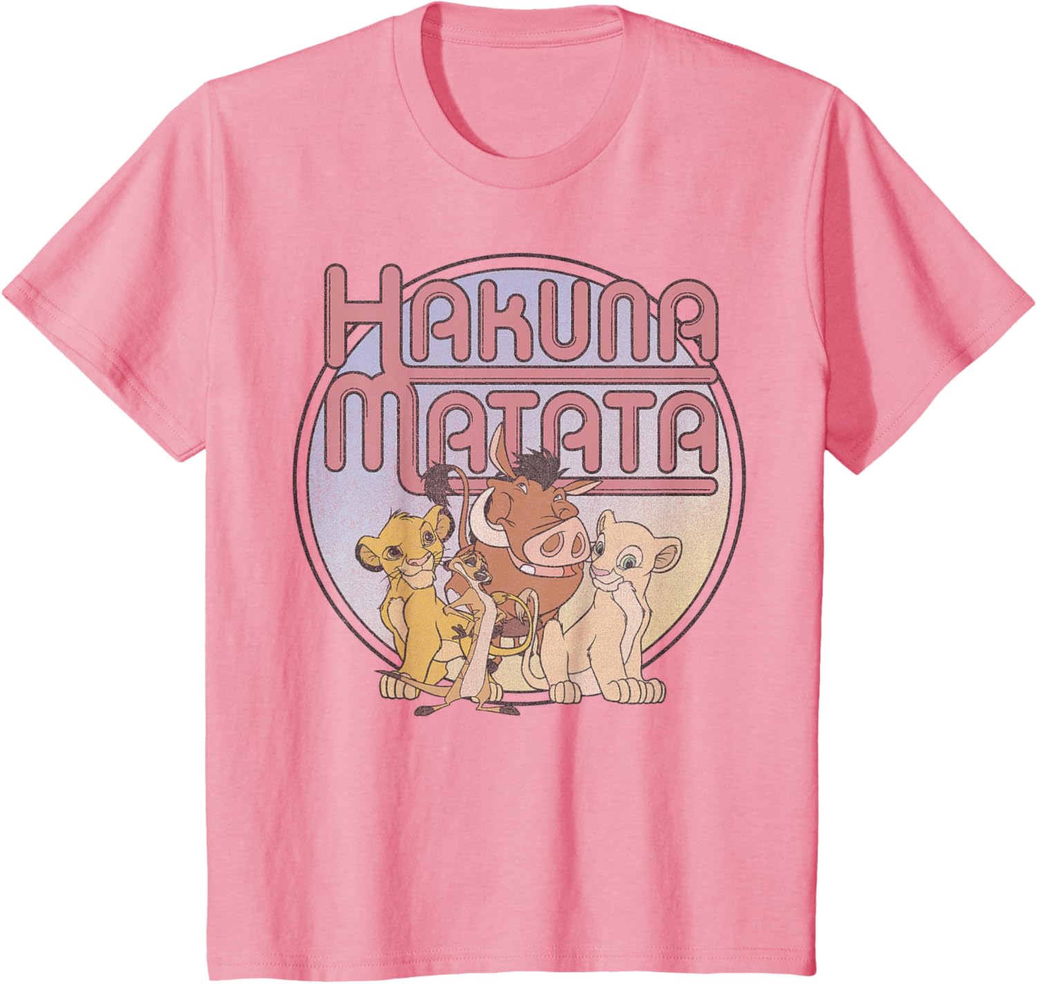 New Disney Lion King Retro Hakuna Matata Simba and Friends Fashion Casual T-Shirt S-4XL Four Seasons M розовый
