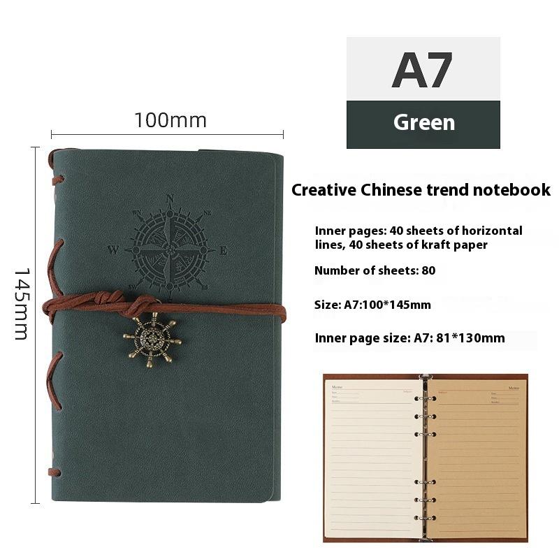 Vintage Pirate Ship Notebook Travel Diary Loose-leaf Notepad