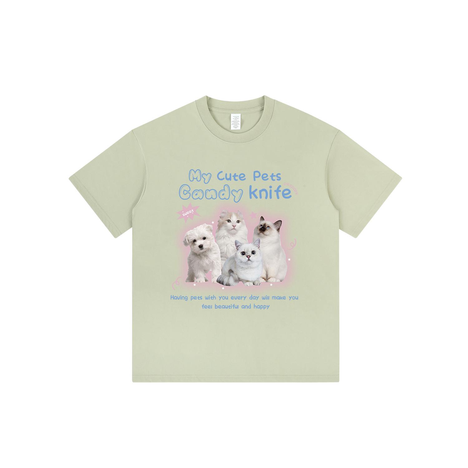 

Трендовая женская футболка из чистого хлопка с принтом кошки, с коротким рукавом - Лето 2024, свободный крой, идеально для студенток-лучших подруг S