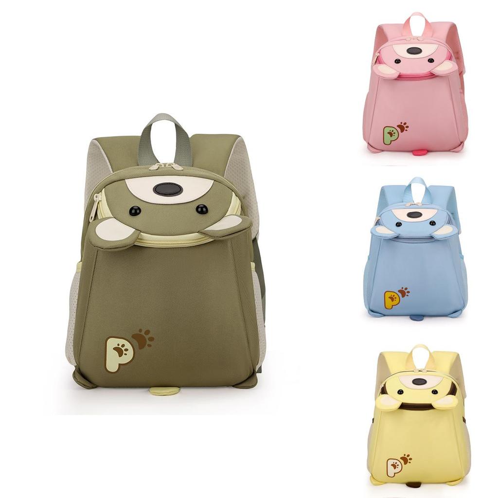 Little Bear Cartoon Animal Print Kids School Backpack With Trendy Stitching For Young Students