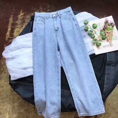 Women Jeans Spring Autumn Elastic Waist Light Blue Loose Denim Pants Harem Pants Female Casual Trousers