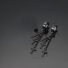 Titanium Steel Three Cross-shaped Earrings with Ear Hooks, Chain and Tassel Accessories, Ear Jewelry Pieces