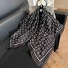 91Cm French Striped Large Square Scarf Women's Spring and Autumn Versatile Small Silk Scarf Stewardess Scarf White Scarf Foreign Style Shawl Women