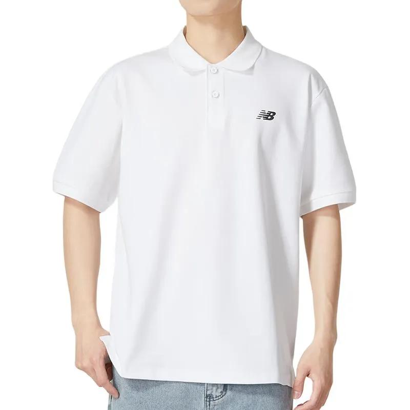 New Balance Polo Shirts Unisex White Polo Collar Moderate Straight Fit (Unisex) Polo Shirts 5FD24481 WT