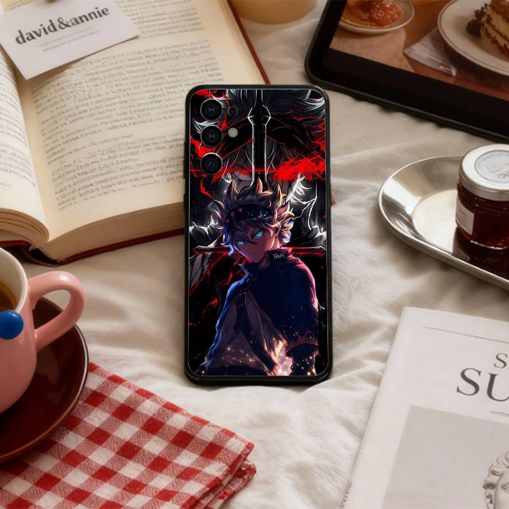 Magic B-Black C-Clover   Phone Case For Samsung S 25,24,23,22,30,21,10,9,Ultra,Plus,Lite,FE,4,5 G Soft Black Case