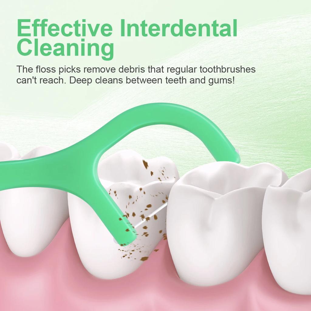 Floss Picks Ultra-Fine Flossing Sticks Portable Toothpick Thread for Home And Travel Dental Care 300pcs Mint Flavored Adult Den