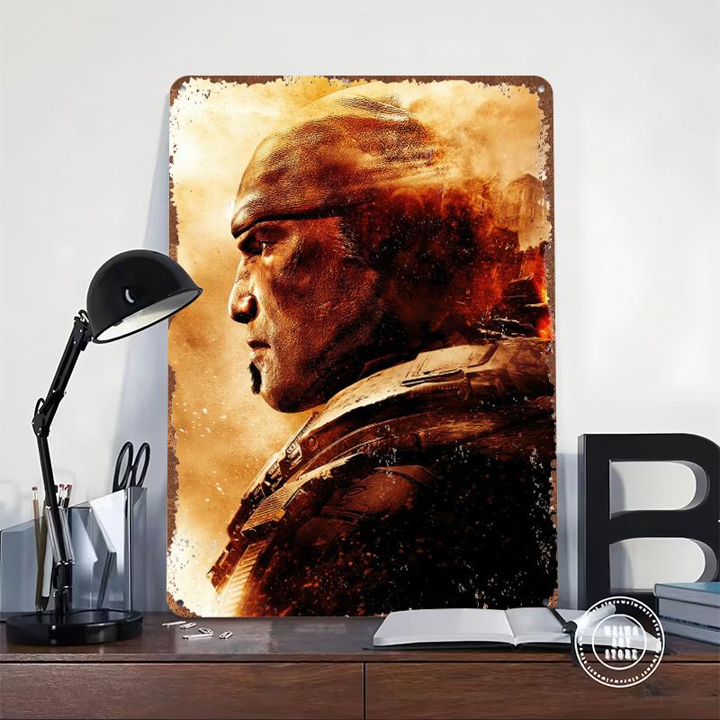 Gears of War Character James Dominic JD Tin Plaque Poster Customized Wall Art Retro Vintage Metal Signs for Man Cave Wand Deko