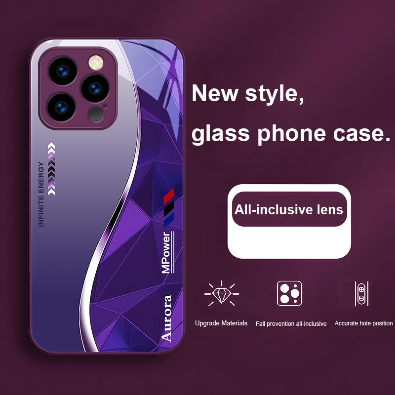 Geometric Element Black For IPhone 16 Plus 15 14 13 12 Mini 11 Pro Max X XS XR 7 8 Plus 2022 Tempered Glass Phone Case