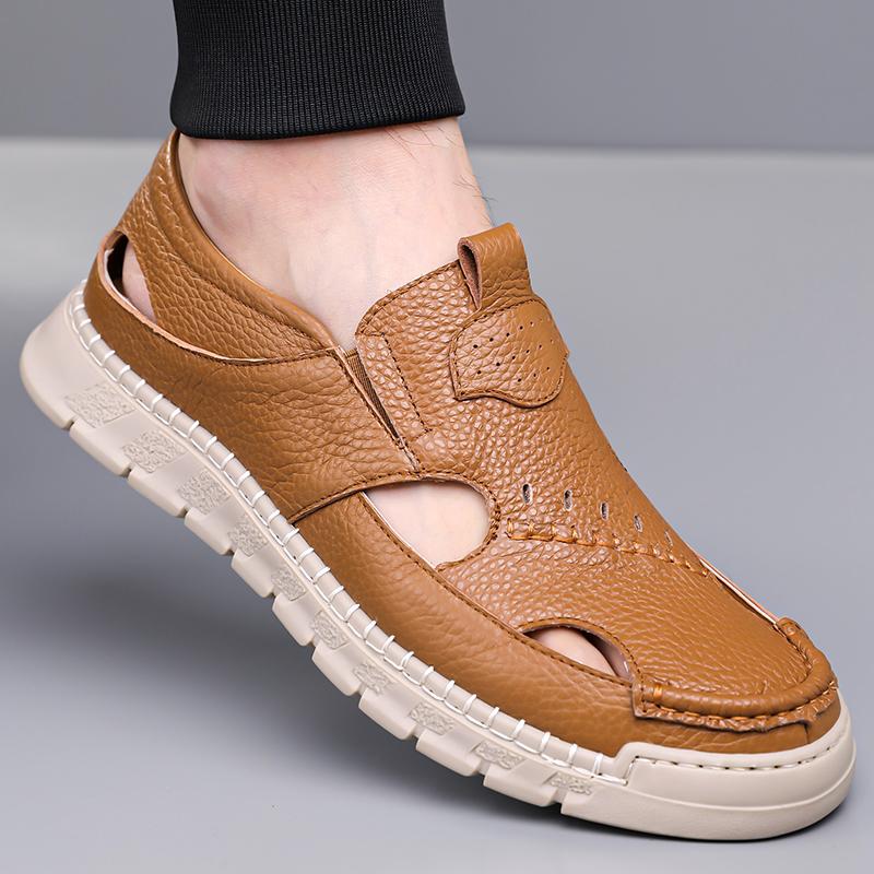 Fashion Leisure and Business Summer Sandals High Quality Daily Office Style Outdoor Street and Beach Walking Shoes Black Breathable