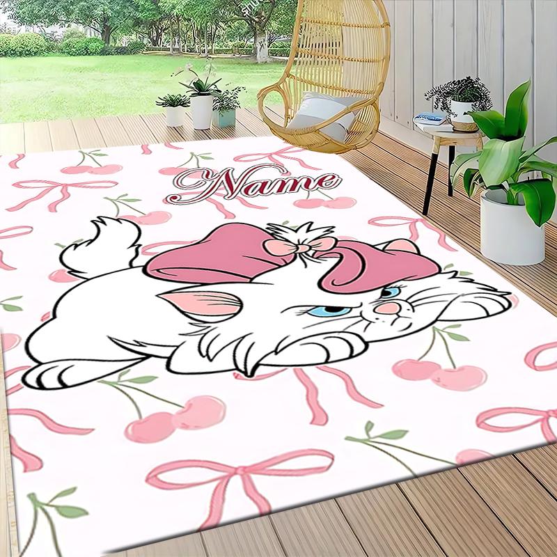 Custom Name Cheshire Cat Hearts Theme Carpet Rug Customizable Soft Washable Anti-Slip Home Living Room Sofa Mats Personalized Rug. 0909416