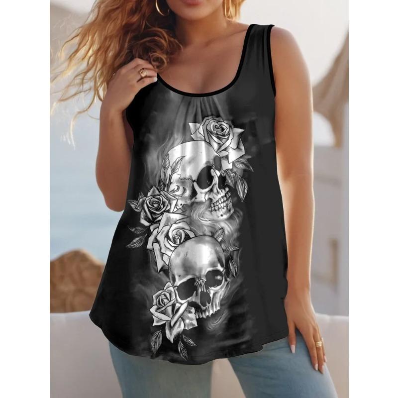 Summer Women's Sleeveless Colorful  Vest Comfortable Soft Leisure Loose Fashionable Versatile Vest
