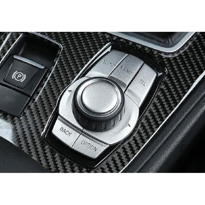 Silver Aluminum Middle Console Multimedia Button Sticker 11-17 For BMW 5 Series