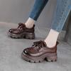 Retro Einzelschuh Damen Dicke Sohle Lässige Loafer Frühling und Herbst Neue Britische Stil Leder Schuhe