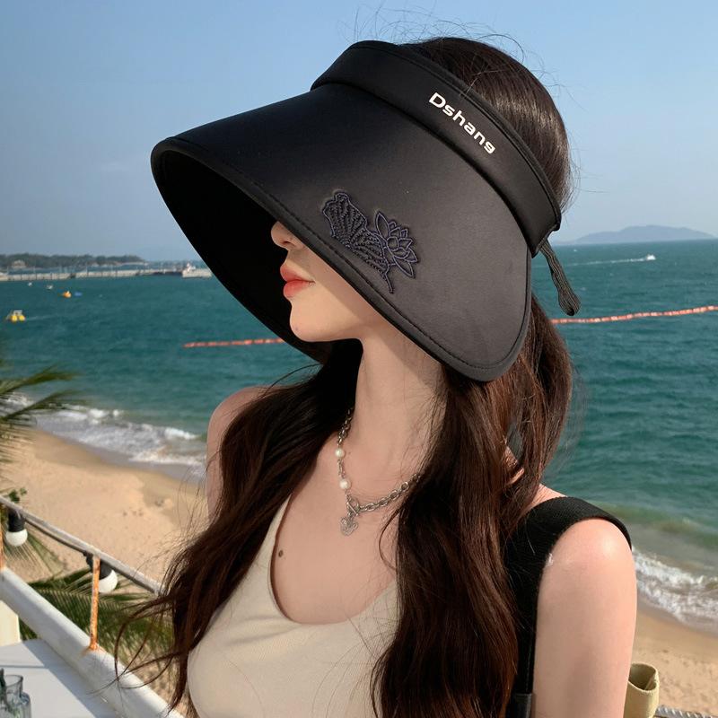 New Hat Women's Big Eaves Full Face Covering Empty Top Hat Outdoor Sun Protection Sun Hat Anti-ultraviolet Sun Hat Tide