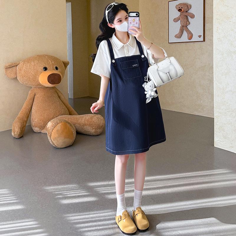 Korean Style Two-Piece Patchwork Maternity Dress - Summer 2026 XXL