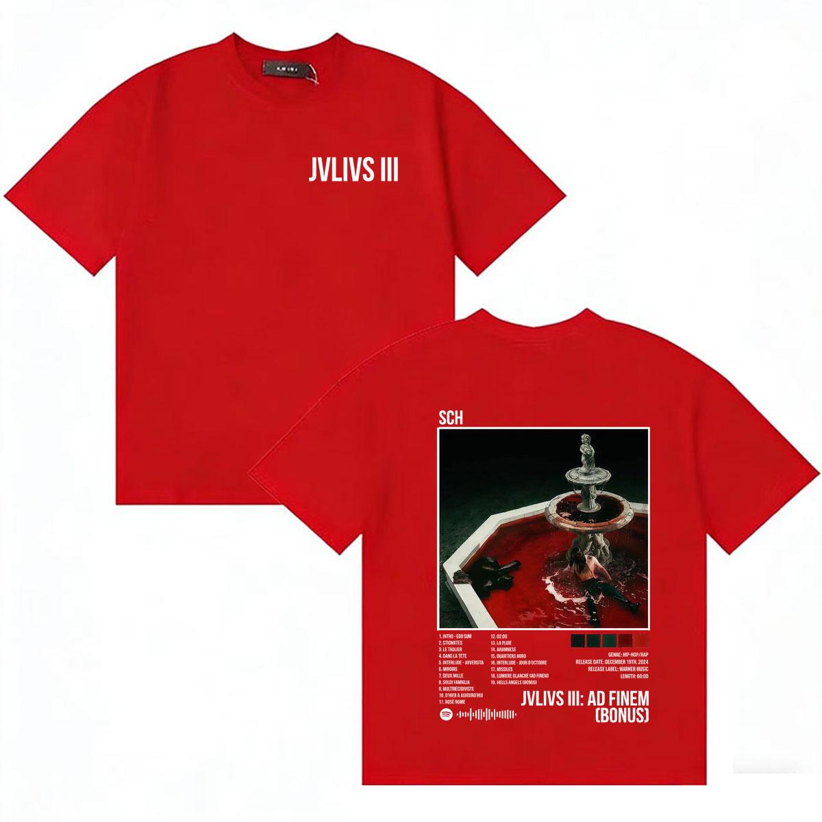 

French Rapper SCH JVLIVS III Tour Hip Hop High Quality Casual Oversized TShirt Unisexs Women Hot Sale Cozy Loose Summer Tee Shrits S