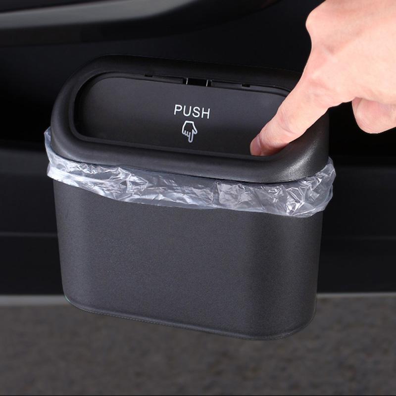 Car Trash Can Universal Car Door Hanging Trash Bin Small Clamshell Dustbin Vehicle Garbage Dust Case Taxi Trash Can Car Storage