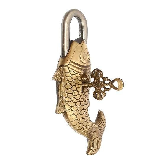 Art Handmade Padlock with Lock 2 Keys Universal Fish Escutcheon Lock