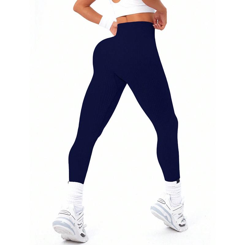 Women's High-Waist Ribbed Yoga Leggings | Hip-Lifting Fitness Pants