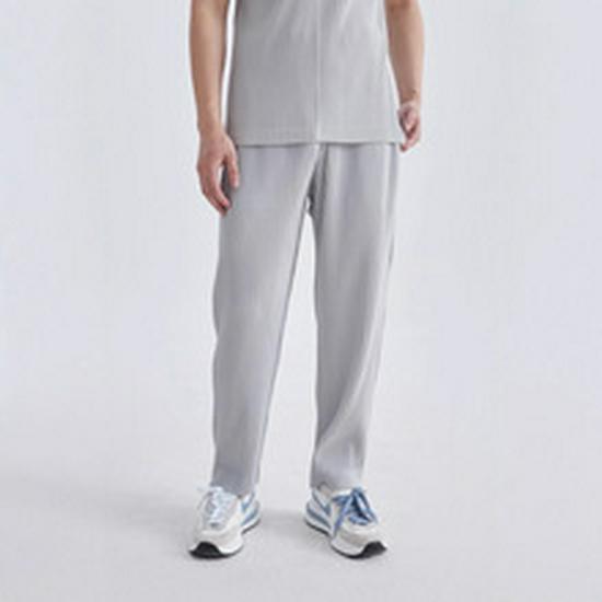 Miyake-Style Men's Pleated Tapered Nine-Point Pants with Drawstring