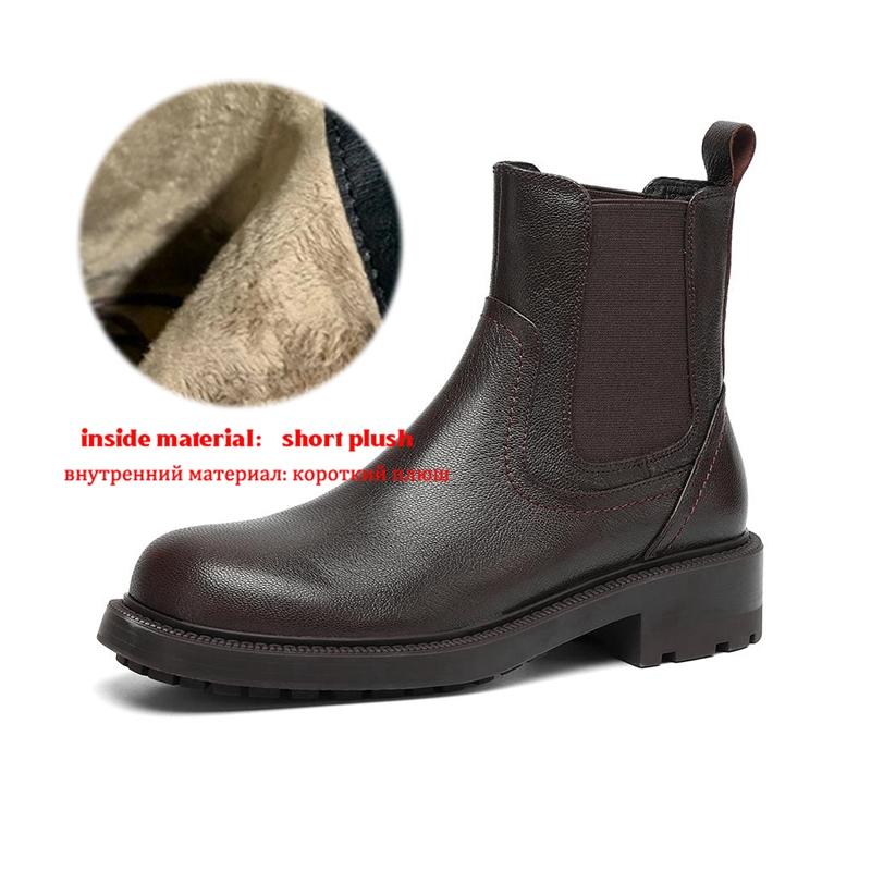 

Krazing Pot Sheepskin Winter Round Toe Western Boots Med Heels Women Slip on Women Vintage Ankle Boots 42