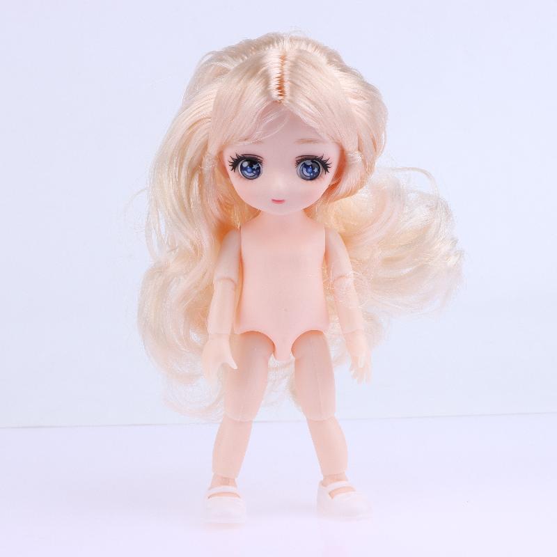 1 Sada Krásná Manga Obličej 16Cm 1/8 Panenky Holé Tělo 3D Skutečné Oči Oblékací Panenka Mini Panenka na Hraní Hračka Děti Dívky Dárek