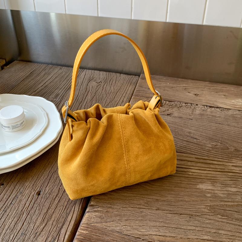 Niche design suede women's bag drawstring autumn and winter all-match simple handbag fashion high-end shoulder bag