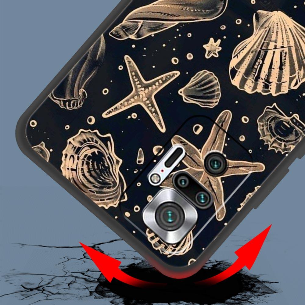Ocean Coastal Seashell Seaweed Pattern Phone Case Cover for Redmi 14C 13C 12 10C Note 14 13 12 10 11 Pro Plus K40 Pro Soft TPU