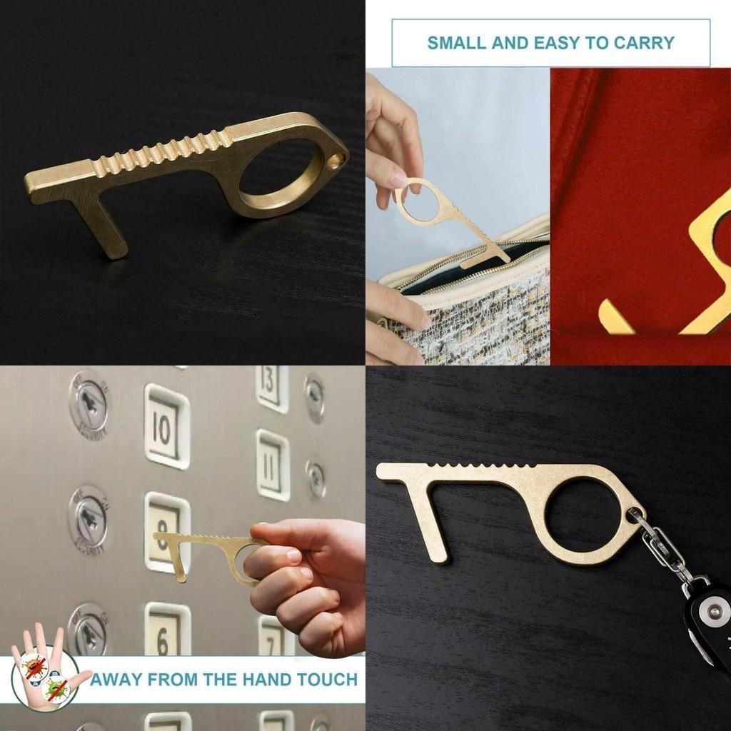 Safety And Health Focused Contactless Handle Key Opener In Golden Alloy