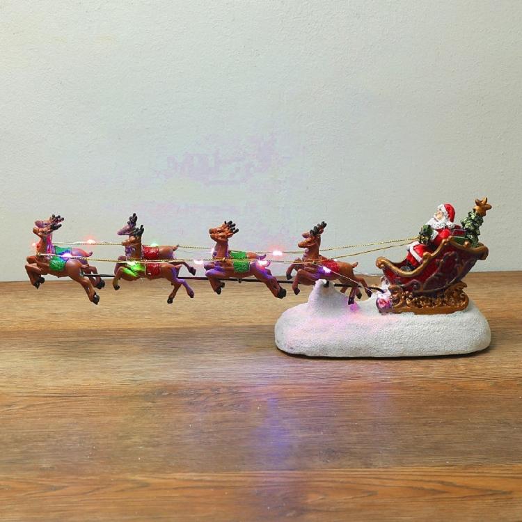 Weihnachtsmann Rentier zieht Wagen Leuchtende Dekorationen Weihnachtsfiguren Neujahrsgeschenk