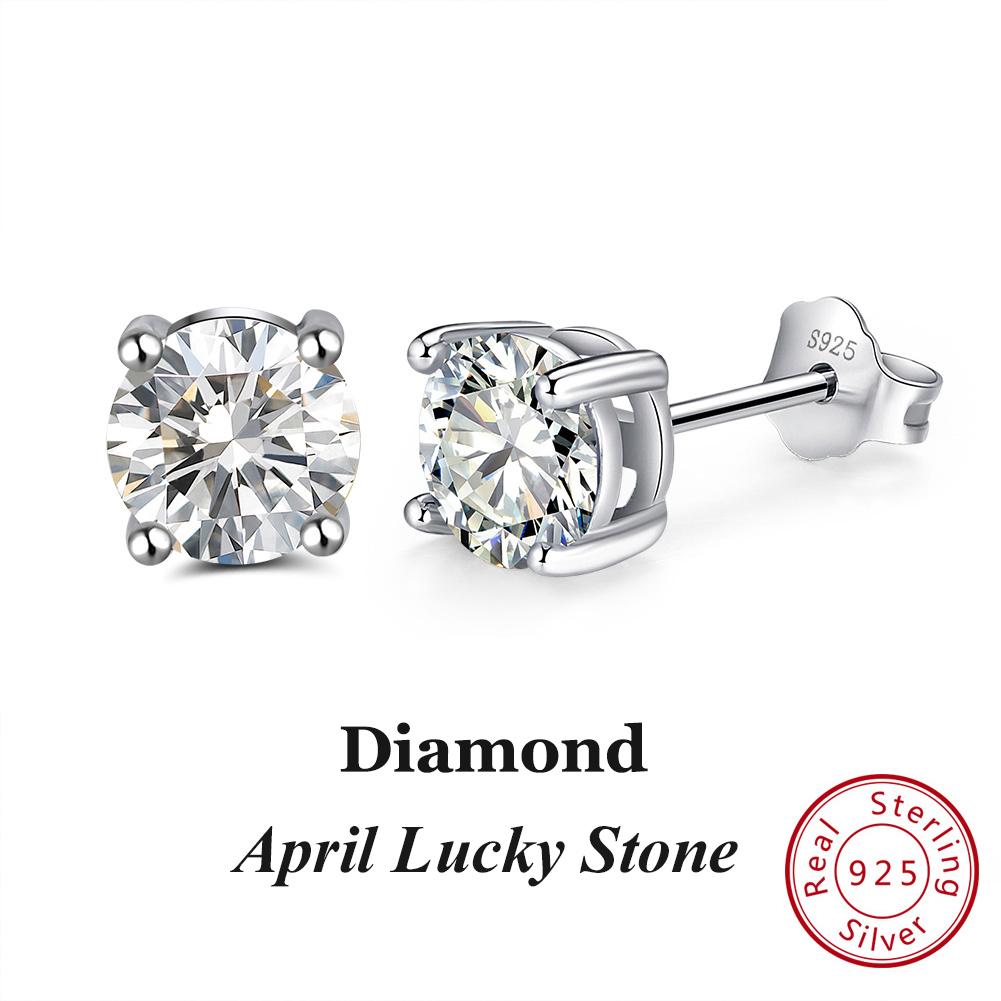 ORSA JEWELS 925 Sterling Silver Birthstone Stud Earrings for Women Sparkling Heart Cut CZ Small Earrings Birthday Gift APE32