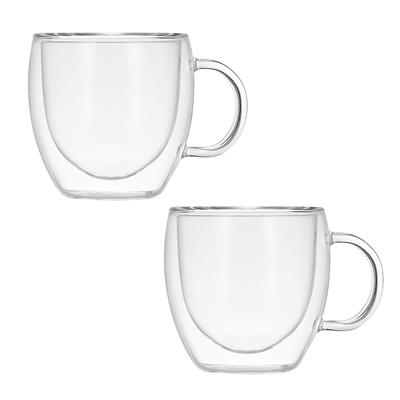 Lot de 2 gobelets à eau en verre multifonctions, grande capacité, transparents et sûrs, double couche, pour la maison