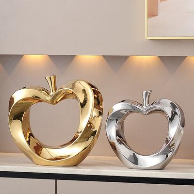 Scultura di Mela in Ceramica Galvanizzata Intagli a Forma di Cuore Scultura di Mela Statua di Frutta Arredamento per la Casa Nordico Raffredda Vino Ornamenti