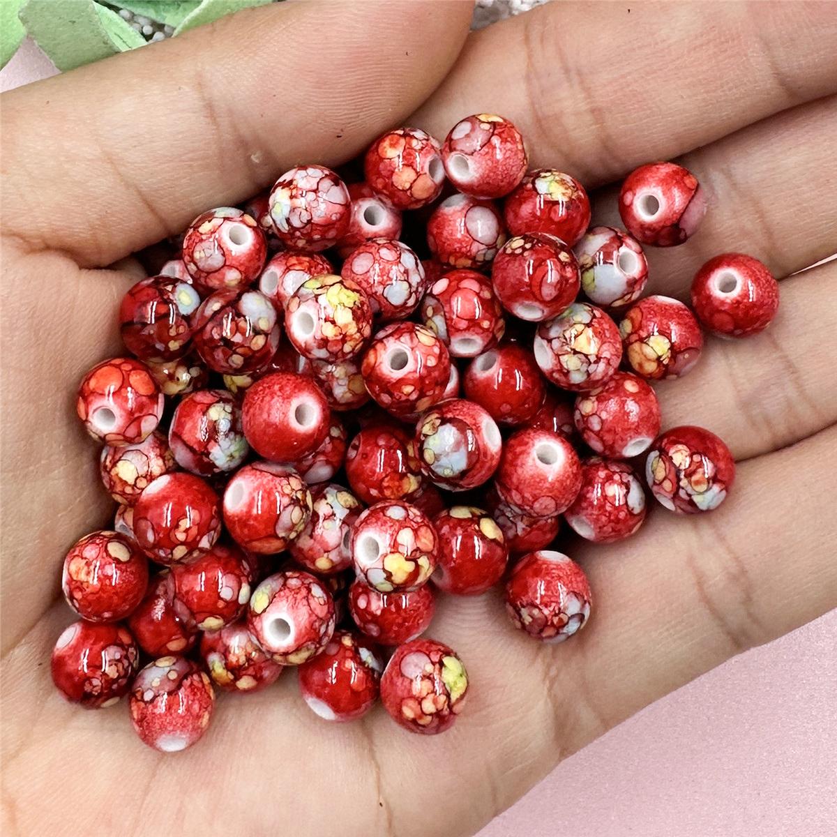 

Аксессуары для изготовления ожерелья DIY цветные акриловые модные 50 шт. 8 мм свободные бусины маленькие бусины браслет красный