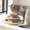 Solid Wood Three-Layer Turntable Cat Toy with Rolling Balls
