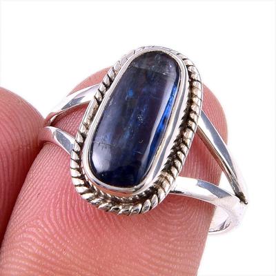 Natural Kyanite Gemstone Handmade 925 Solid Sterling Silver Gift Ring S.8 E5q75
