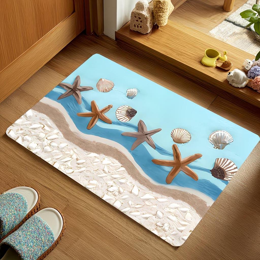 American Style Quick-Dry Ocean Diatom Mud Bath Mat, Absorbent and Dustproof for Bathroom & Entryway Use