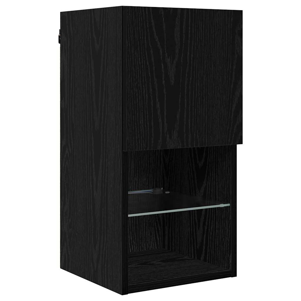 TV Wall Units 8 Pieces Black Oak Effect Particleboard