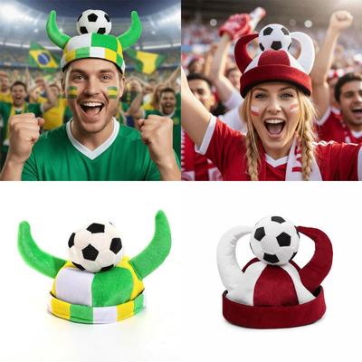 Velvet Carnival Hat Football Themed Colorful Soccer Hat Sports Style Fully Enclosed Festive Party Cap