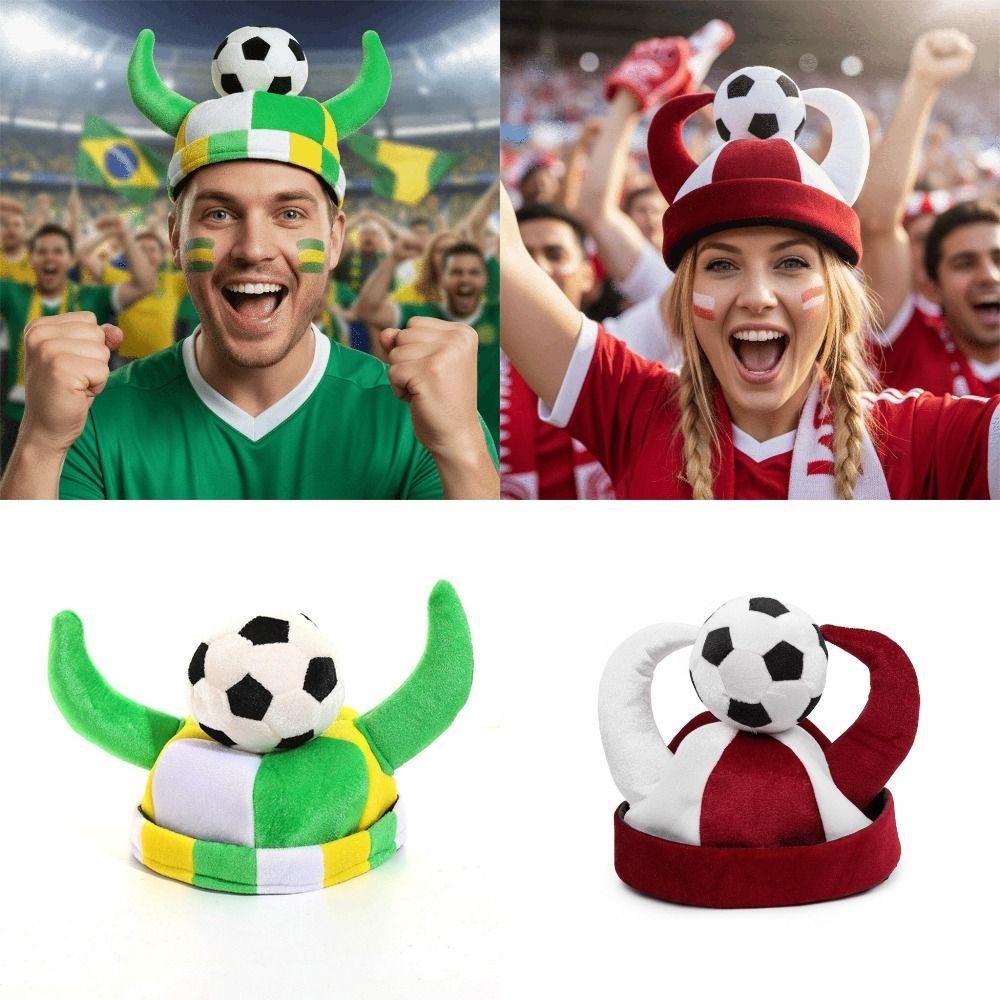 Velvet Carnival Hat Football Themed Colorful Soccer Hat Sports Style Fully Enclosed Festive Party Cap