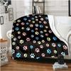 Cute Kawaii Puppy Paw Print Soft Plush Blanket, Flannel Blanket Throw Blanket for Living Room Bedroom Sofa Cover