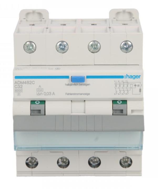Differential Circuit Breaker Rcbo 4P C32A 0.03A Type A 6Ka Rcbo Adm482C