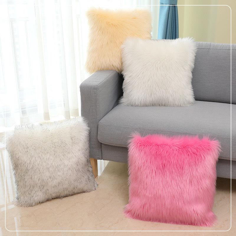 Flauschiges Kissen, langer Plüsch-Kissenbezug, Wollkissen, Fellkissenbezug, Ins Sofabettkissen, Weihnachtsdekoration, Zimmer-Wurfkissen