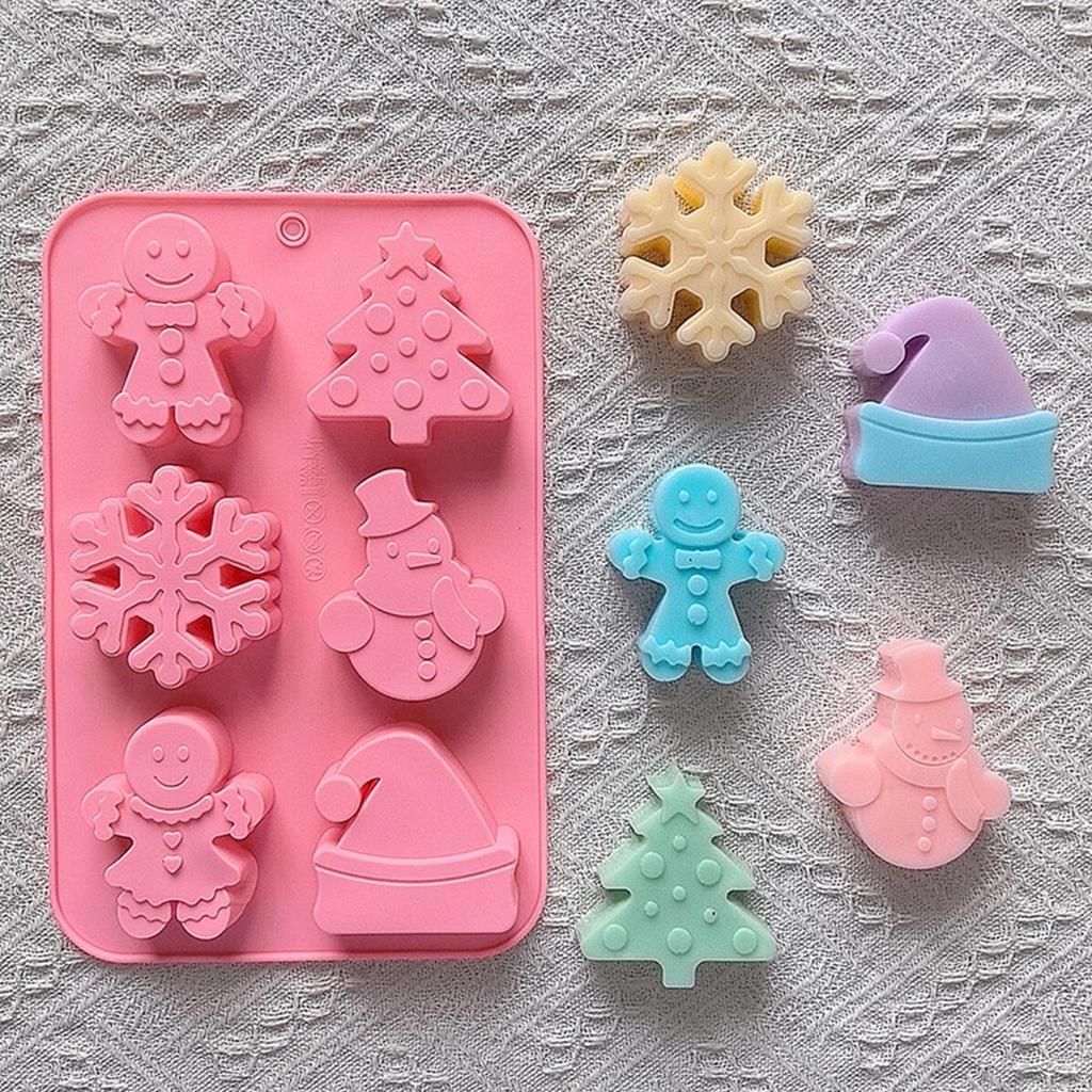 Silicone Candy Molds 6-Cavity Heat Resistant Baking Mould Christmas Silicone Candy Molds for Dessert Jellies Wax Melts Gummy