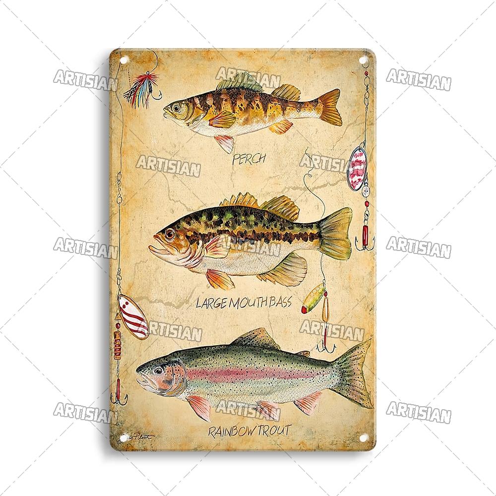 Rzemieślniczy Połów Ryb Metalowy Znak Sportowy Plakat Cyna Przynęta Dekoracyjny Talerz Dekoracja Ścienna Garaż Bar Pub Klub Hotel Kawiarnia Kuchnia Dom