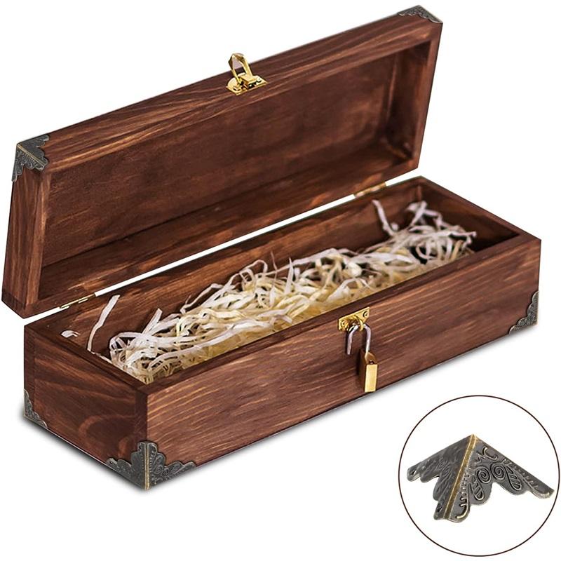 Tegg Box Corner Protector 20PCS Antique Brass Triangle Rattan Carved Wood Case Edge Guard